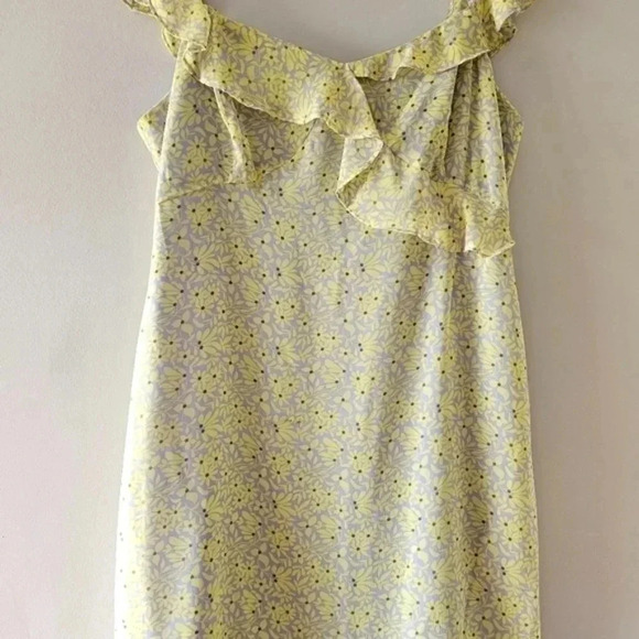 Nanette Lepore Women's Floral Ruffled Midi Dress In Lemon Meringue Size  16. - Picture 8 of 15